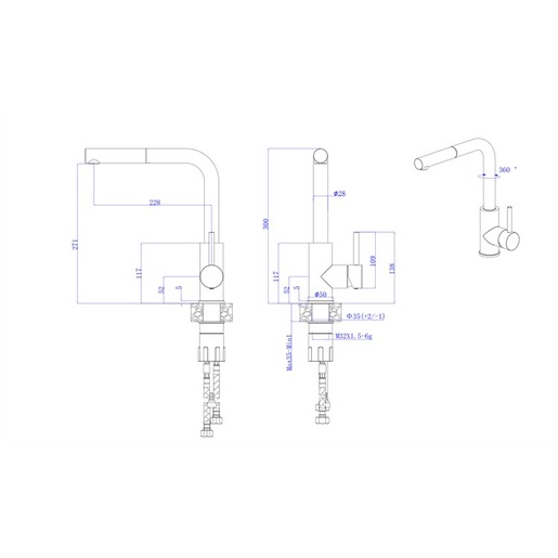 CARYSIL set sudopera i slavine VIVALDI, crna
