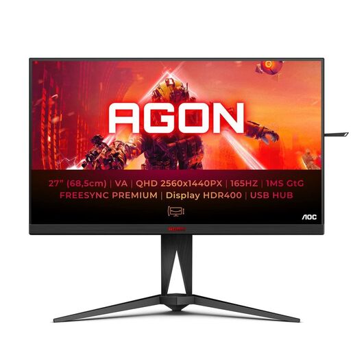 AOC monitor Agon AG275QXN, VA, QHD, 165Hz, 1ms, 2XHDMI, 2xDP