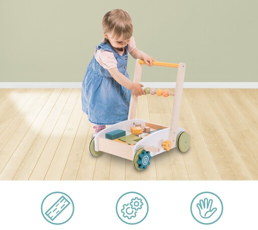 Zopa drvena guralica / kolica s kockama