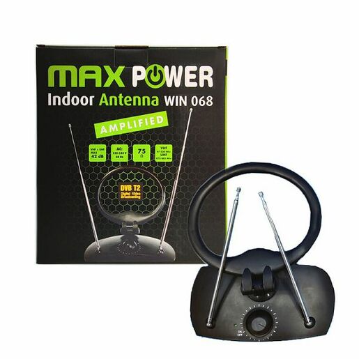 MAXPOWER antena s pojačalom, W068 UHF+VHF, unutarnji, 42db, prstenast dizajn