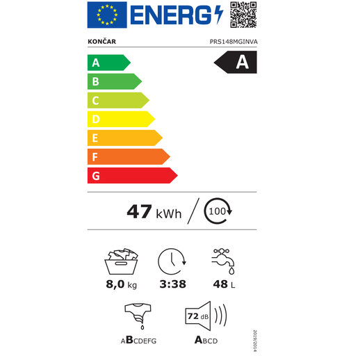 Končar perilica rublja PRS148MGINVA