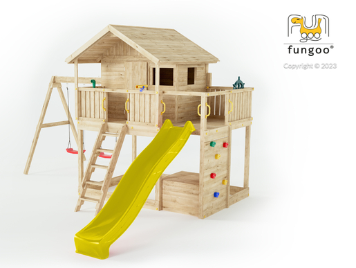 Fungoo drveno dječje igralište SUNSHINE s toboganom, set