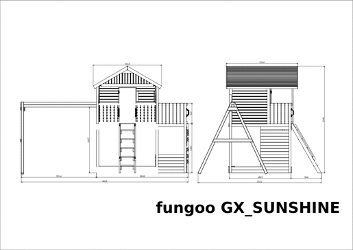 Fungoo drveno dječje igralište SUNSHINE s toboganom, set