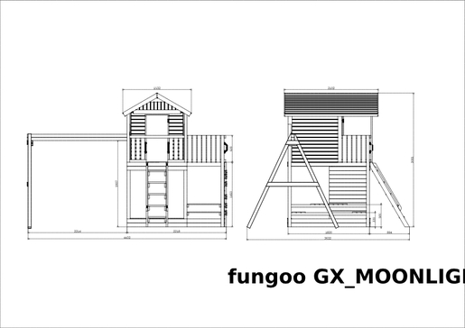 Fungoo drveno dječje igralište MOONLIGHT s toboganom, set