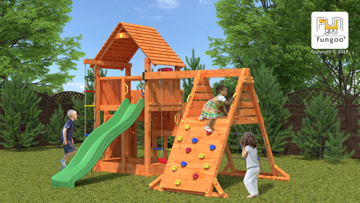 Fungoo drveno dječje igralište BIG LEADER SPIDER RED, set