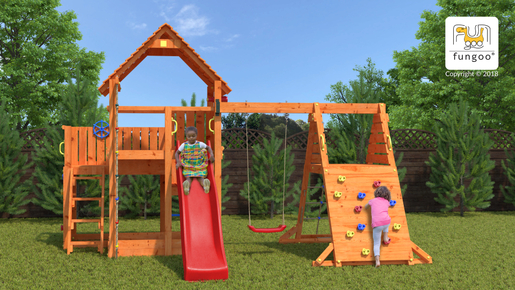Fungoo drveno dječje igralište BIG LEADER SPIDER RED, set