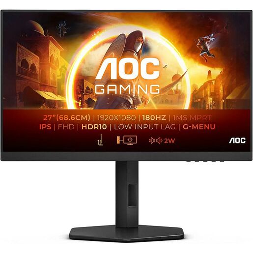 AOC monitor 27G4X, IPS, FHD, 180Hz, 0.5ms,, 2xHDMI, DP, zvučnici