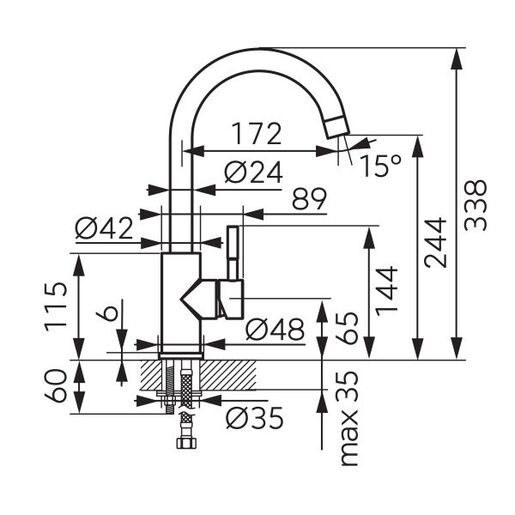 SHR sudoper Tera 10 Crna + slavina Kalia krom mat