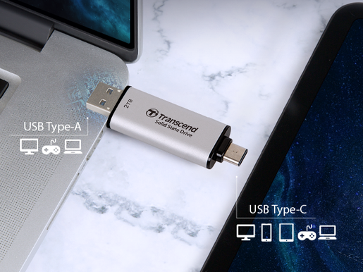 Vanjski SSD Transcend ESD310S Dual 512GB, USB 3.2/USB-C