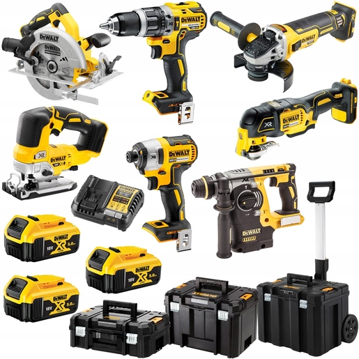 DEWALT akumulatorski set alata DCK755P3T - 18V - (DCD796,DCF887,DCH273,DCS355,DCG405,DCS570,DCS334) + punjač + 3 baterije 5.0Ah