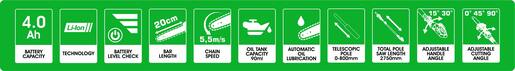 ADK akumulatorska teleskopska pila SF8J314 20 V, baterija 4 Ah, brzi punjač