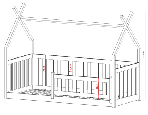 Drveni dječji krevet Bodzio 200x90 cm, grafit