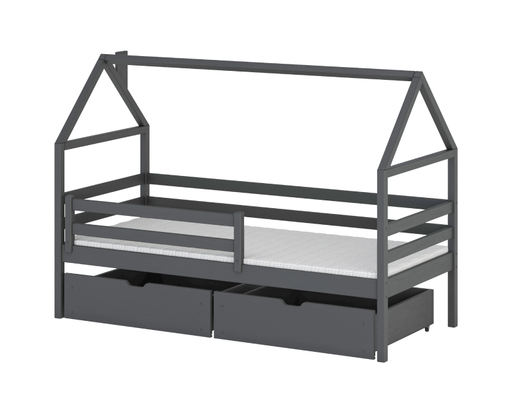 Drveni dječji krevet Aron s ladicom 190x90 cm, grafit