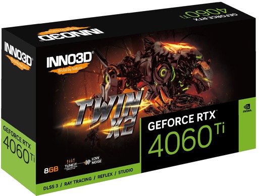 Grafička kartica INNO3D, nVidia GeForce RTX 4060 Ti TWIN X2 8GB GDDR6, PCIe 4.0, 3x DisplayPort, 1x HDMI