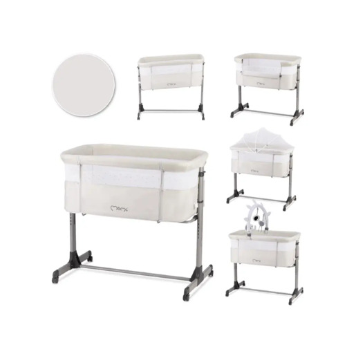 MoMi REVO 2u1 krevetić, svijetlo sivi