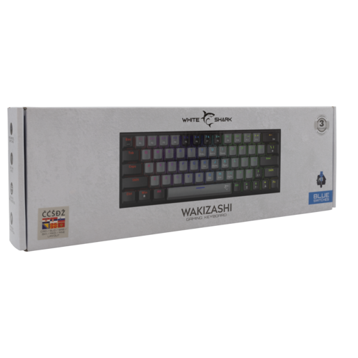 White Shark GK-002722 WAKIZASHI, mehanička tipkovnica, sivo-crna, Blue switch