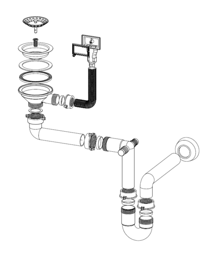 Quadron ručni odvod za čelične sudopere s 1 posudom, čelik