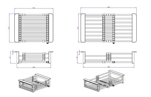 Quadron ocjedna košara BASKET, čelik s crnim ručkama,  305-440x225x92 mm