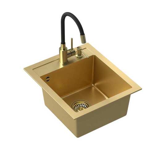 Quadron set ART JOHNNY 100 + nano PVD zlato/zlato + MAGGIE slavina + dozator