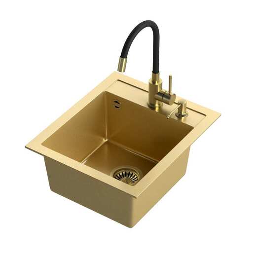 Quadron set ART JOHNNY 100 + nano PVD zlato/zlato + MAGGIE slavina + dozator