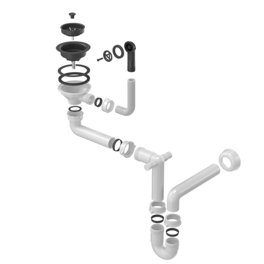 Quadron ručni odvod za granit sudopere s 1 posudom, čisto crna