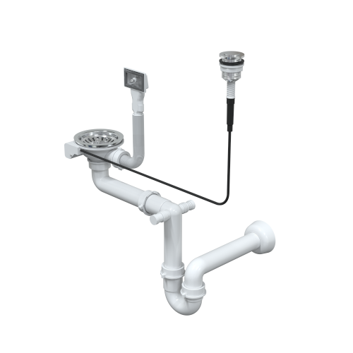 Quadron odvod s P2O daljinskim za čelične sudopere s 1  posudom, čelik