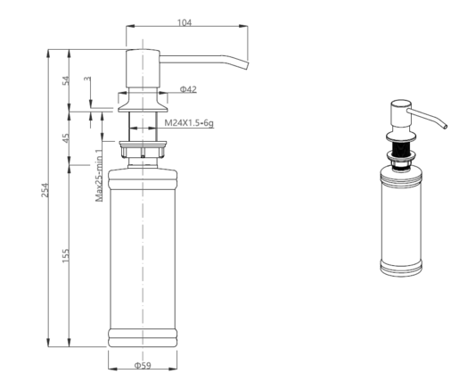 Quadron dozator KEIRA, čelik