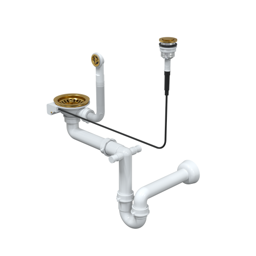 Quadron odvod s P2O daljinskim za granit sudopere s 1  posudom, nano PVD zlato