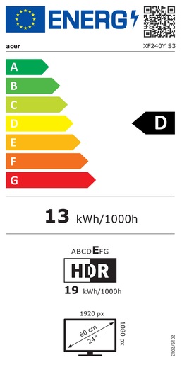 Acer Nitro XF240YS3biphx, UM.QX0EE.301, 23.8" FHD VA, 180Hz, 4ms, HDMI, DisplayPort, monitor