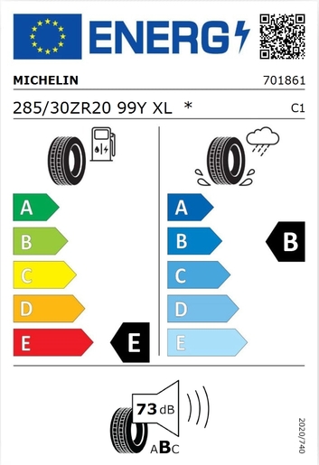 Michelin 285/30R20 PILOT SPORT 4S 99Y XL *,Pot: D, Pri: B, Buka: 73 dB