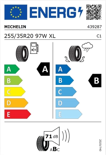 Michelin 255/35R20 PILOT SPORT 4 97W XL VOL,Pot: A, Pri: B, Buka: 71 dB