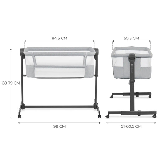 Kinderkraft krevetić Neste UP 2, svjetlo sivi