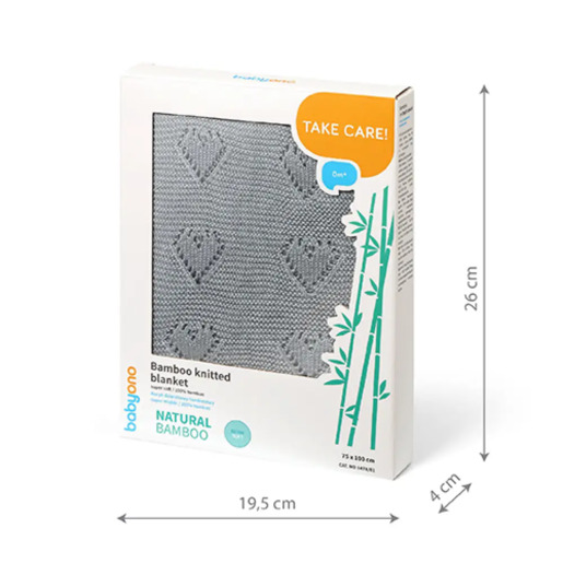 BabyOno bambusova dekica, pletena sa srcima, plava