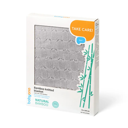 BabyOno bambusova dekica, pletena, siva