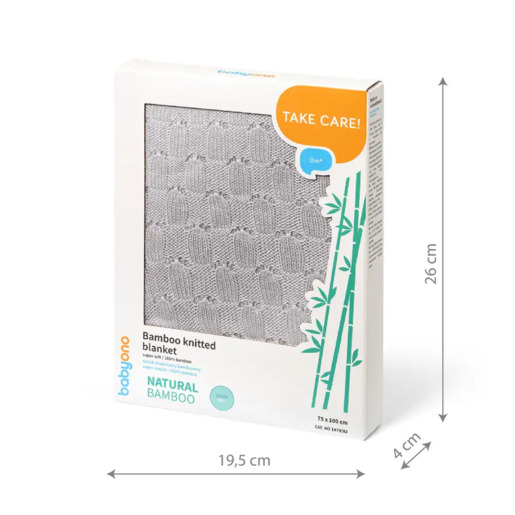 BabyOno bambusova dekica, pletena, siva