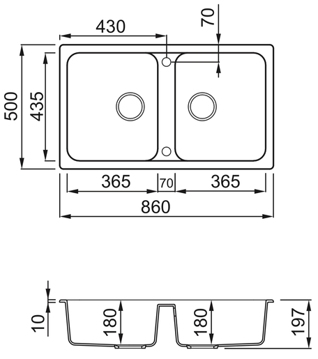 Elleci sudoper Life 450, Cemento