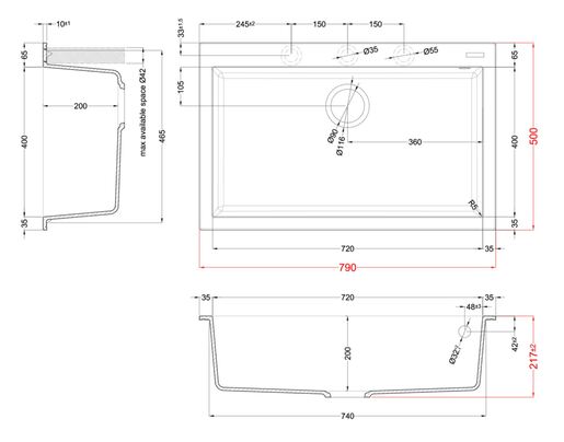 Elleci sudoper Quadra 130 KT, Dark Grey