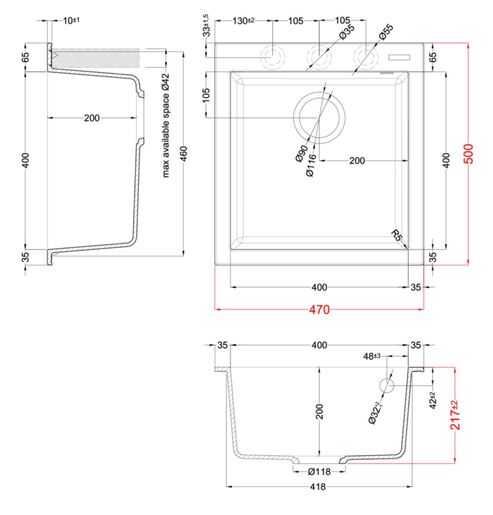 Elleci sudoper Quadra 102 KT, White