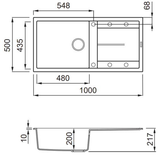 Elleci sudoper Unico 480 KT, Black