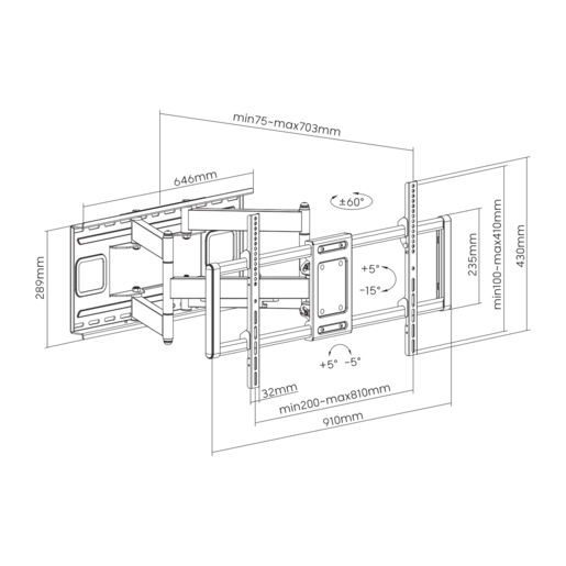 SBOX zidni nosač PLB-7486, 43-100", do 120 kg, 800x400