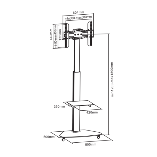SBOX podni stalak FS-500, 37-70", do 40 kg, 600x400