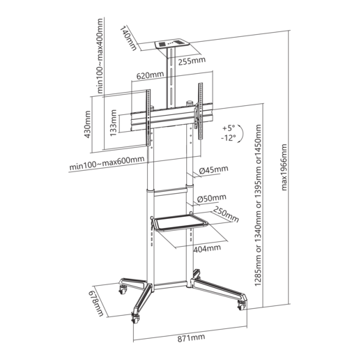 SBOX podni stalak FS-401, 37-70", do 50 kg, 600x400