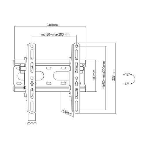 SBOX zidni nosač PLB-2522T-2, 23-43", do 45 kg, 200x200