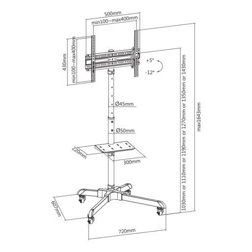 SBOX podni stalak FS-224-2, 32-55", do 35 kg, 400x400