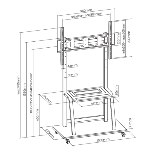 SBOX podni stalak FS-1035, 37-100", do 150 kg, 800x600