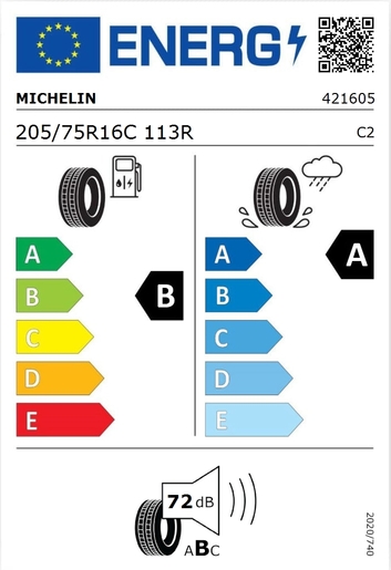 Michelin 205/75R16C AGILIS 3 113R, Pot: B, Pri: A, Buka: 72 dB
