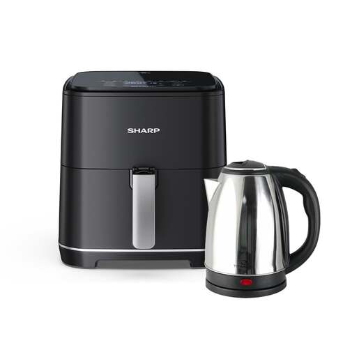 SHARP friteza na vrući zrak AF-GS552AE-B, crna + kuhalo za vodu TKK002S Titanium Roraima