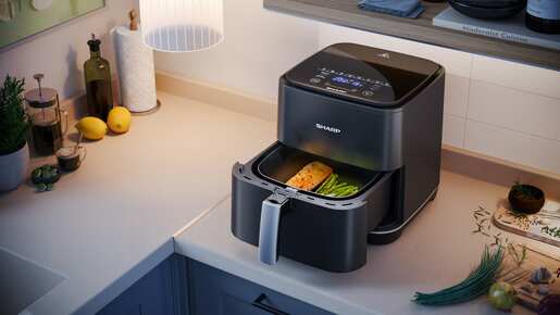 SHARP friteza na vrući zrak AF-GS552AE-B, crna + kuhalo za vodu TKK002S Titanium Roraima