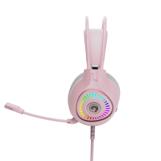 Marvo H8325 PK RGB, žičane gaming slušalice, roze