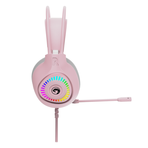 Marvo H8325 PK RGB, žičane gaming slušalice, roze